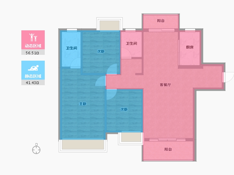 福建省-宁德市-屏南华阳小区一期-89.48-户型库-动静分区