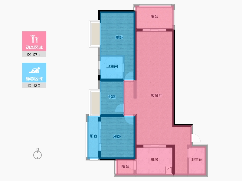 云南省-昆明市-海畔湾晴海苑-100.00-户型库-动静分区