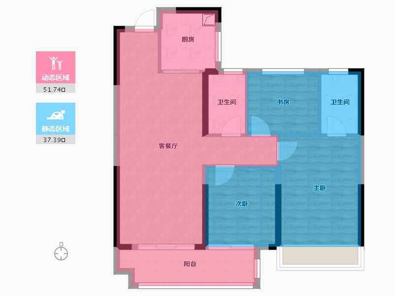 湖南省-株洲市-旗滨玖玺-84.92-户型库-动静分区