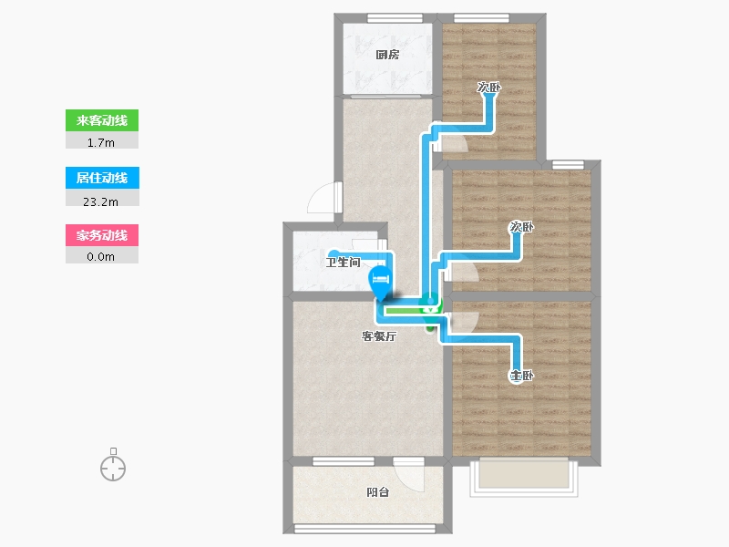 山东省-潍坊市-宝科·龙旺华庭-86.00-户型库-动静线