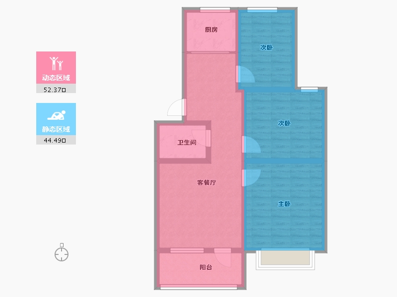 山东省-潍坊市-宝科·龙旺华庭-86.00-户型库-动静分区