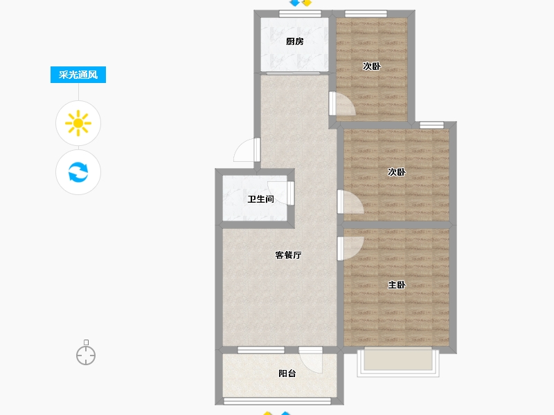 山东省-潍坊市-宝科·龙旺华庭-86.00-户型库-采光通风