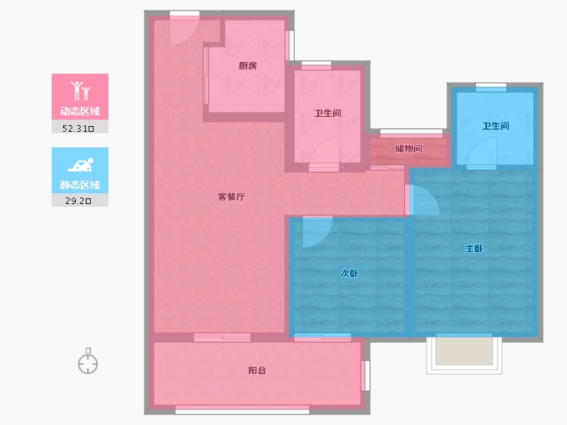 浙江省-嘉兴市-绿地绿禾名邸-72.00-户型库-动静分区