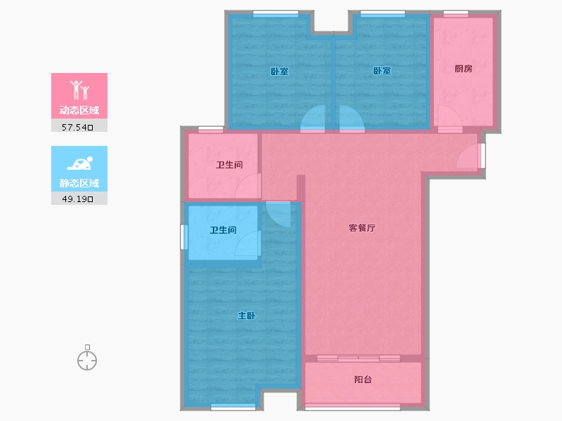 江苏省-宿迁市-中豪·运河澜湾-95.20-户型库-动静分区