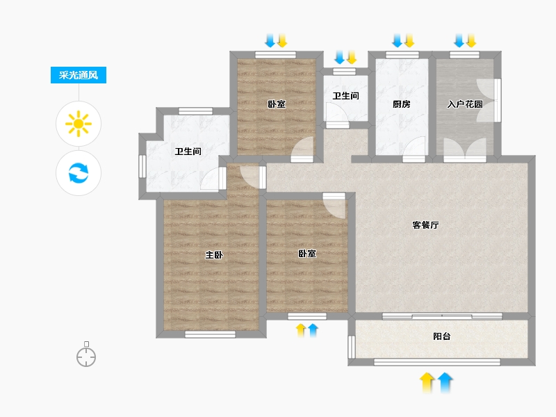 江苏省-宿迁市-中豪·运河澜湾-103.21-户型库-采光通风