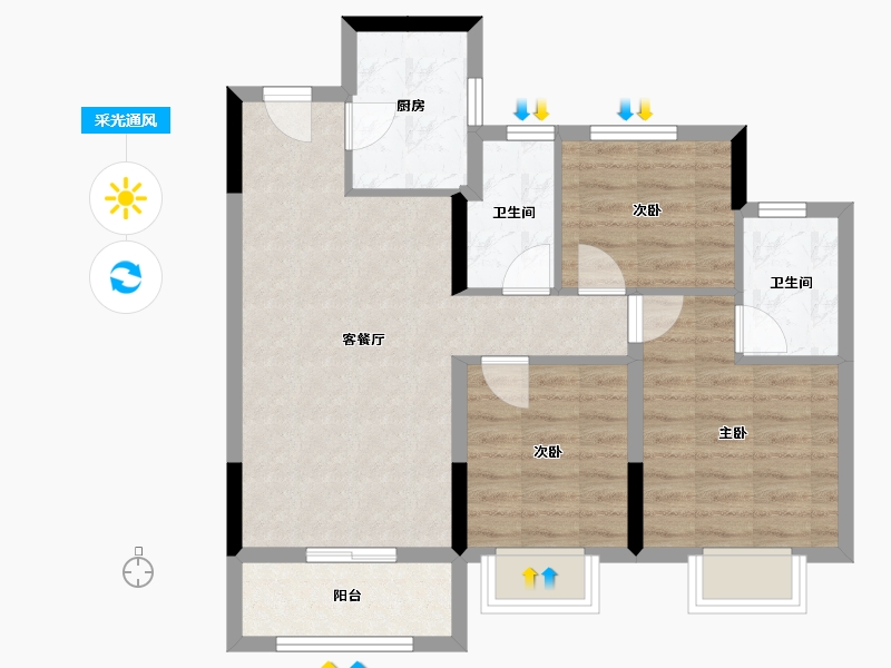 浙江省-嘉兴市-玖龙府-71.22-户型库-采光通风