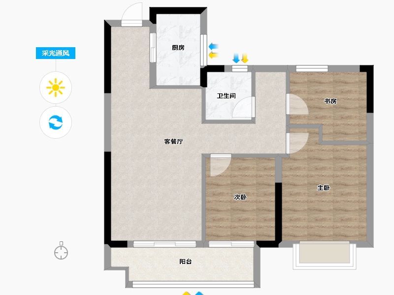 浙江省-宁波市-中交·蔚泱云城-71.57-户型库-采光通风