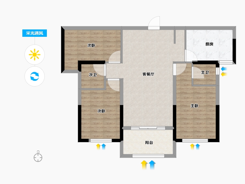 河南省-信阳市-信合公园壹号院-89.42-户型库-采光通风