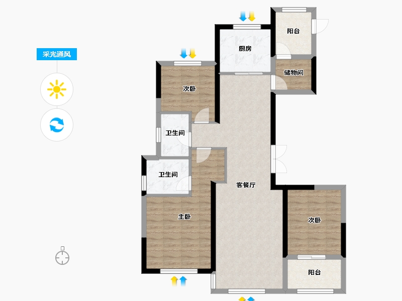 浙江省-嘉兴市-招商雍景湾-100.00-户型库-采光通风