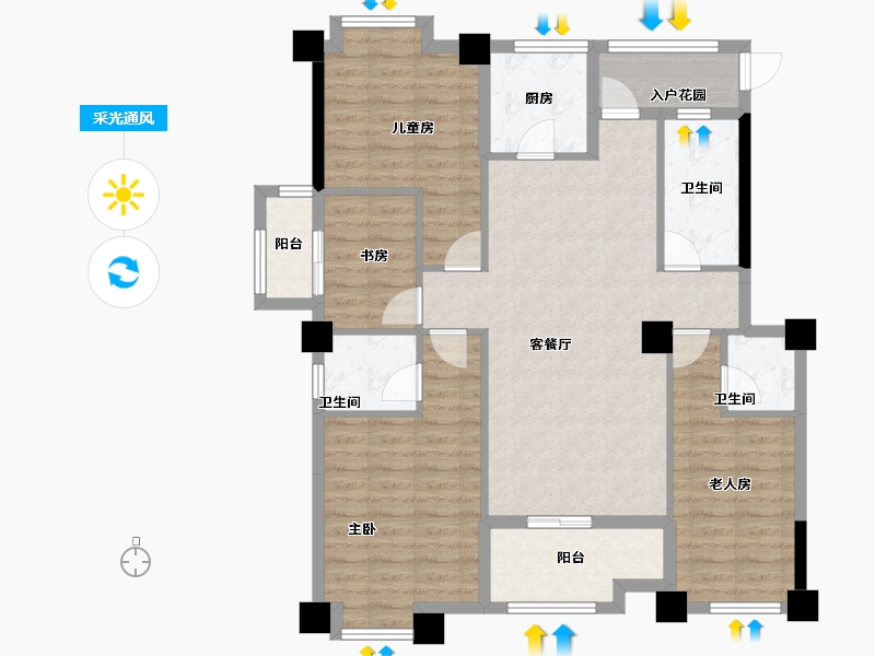 福建省-宁德市-龙芝富春茶城-104.80-户型库-采光通风