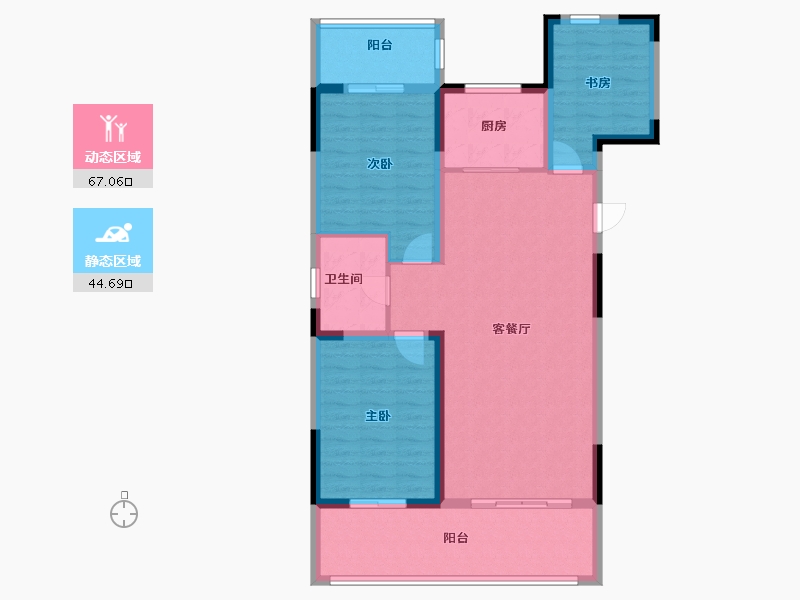 辽宁省-盘锦市-蓝色康桥N区·天玺城-100.79-户型库-动静分区