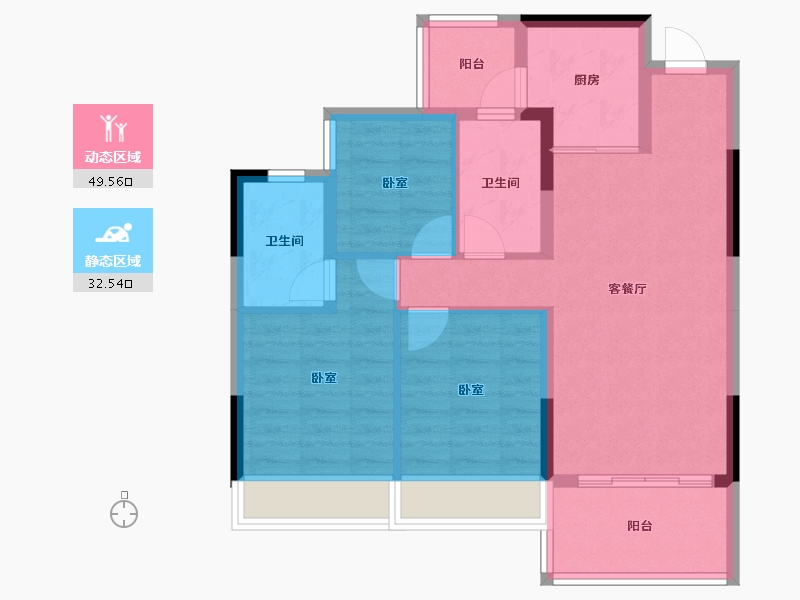 四川省-泸州市-敏捷江城源著-72.90-户型库-动静分区