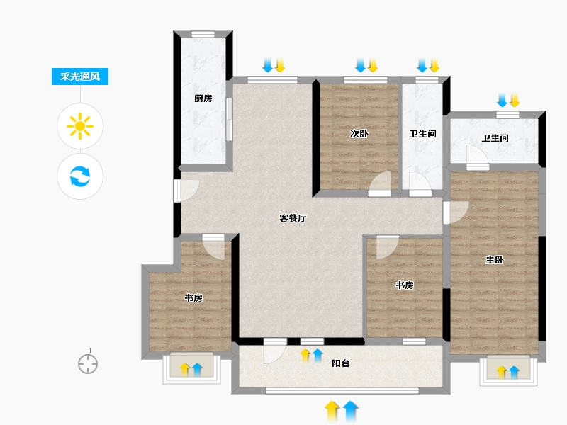 山西省-太原市-中国铁建·青秀嘉苑-116.76-户型库-采光通风