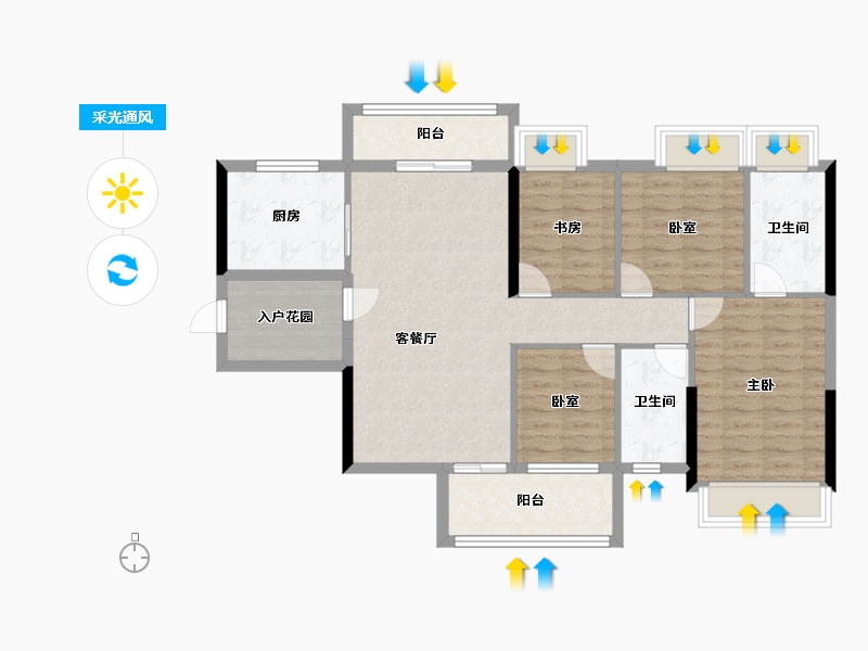 广东省-广州市-华海西福蓝湾-100.80-户型库-采光通风