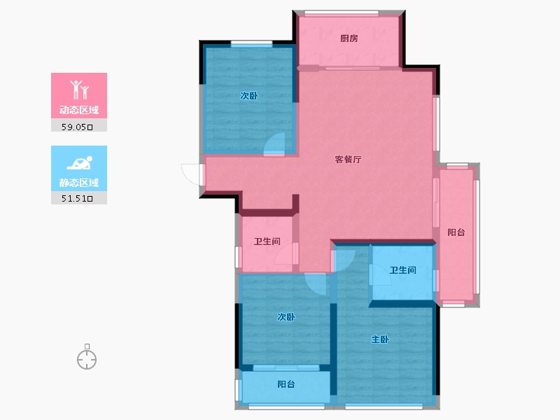 浙江省-湖州市-蓝城尊园-98.41-户型库-动静分区