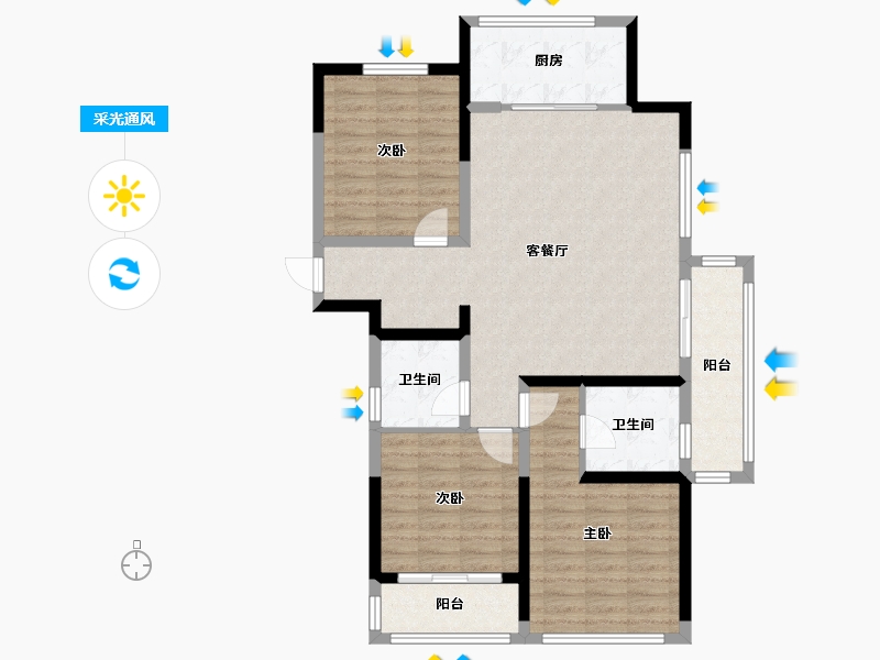 浙江省-湖州市-蓝城尊园-98.41-户型库-采光通风