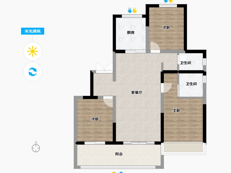 江苏省-徐州市-天虹菁英汇-91.20-户型库-采光通风