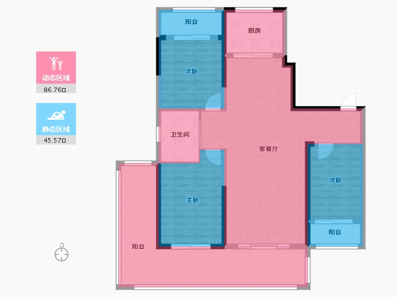 辽宁省-盘锦市-蓝色康桥N区·天玺城-119.22-户型库-动静分区