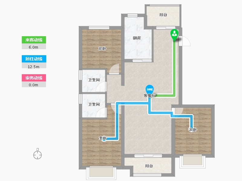 山西省-太原市-天禄堂▪红禧台-90.75-户型库-动静线