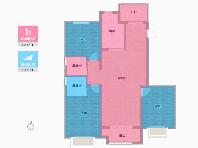 山西省-太原市-天禄堂▪红禧台-90.75-户型库-动静分区