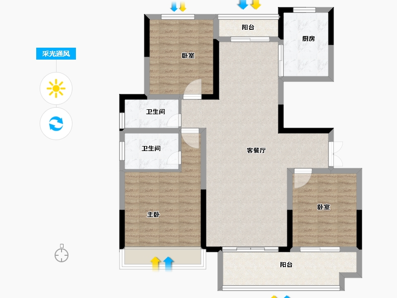 河南省-商丘市-虞城建业湖山境-107.95-户型库-采光通风