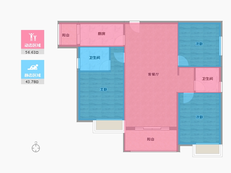 福建省-宁德市-屏南华阳小区一期-91.79-户型库-动静分区