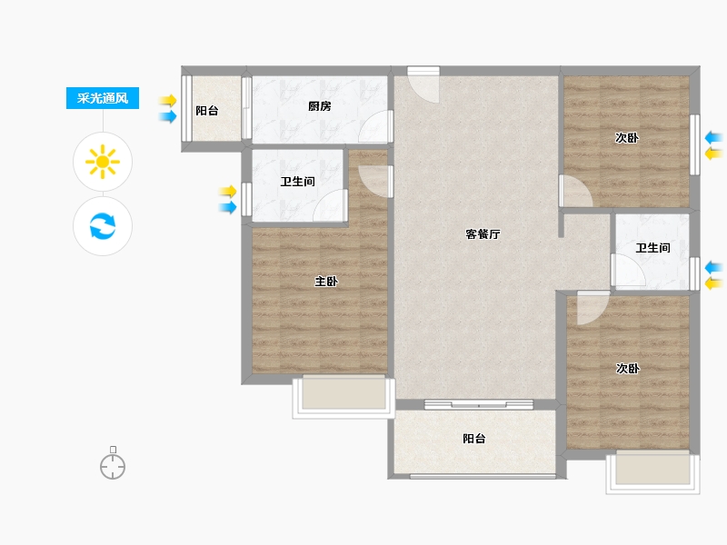 福建省-宁德市-屏南华阳小区一期-91.79-户型库-采光通风