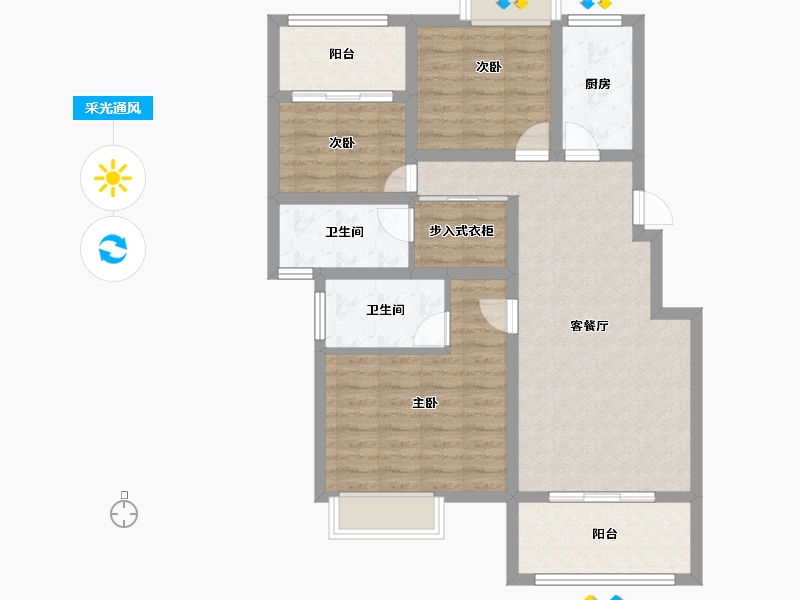 四川省-南充市-泰和盛世豪庭-87.64-户型库-采光通风