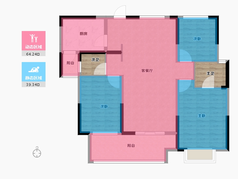 河南省-信阳市-信合公园壹号院-99.83-户型库-动静分区