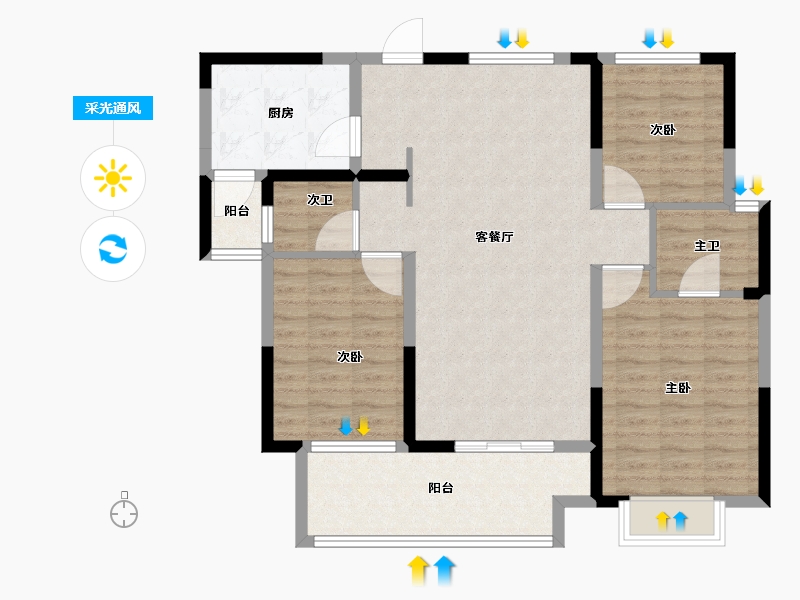 河南省-信阳市-信合公园壹号院-99.83-户型库-采光通风