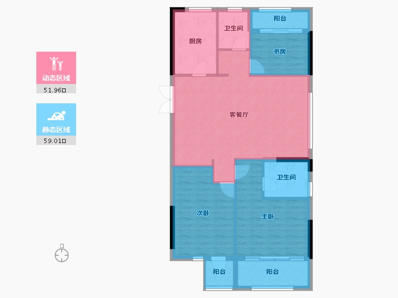 浙江省-宁波市-珑山樾花苑-101.41-户型库-动静分区