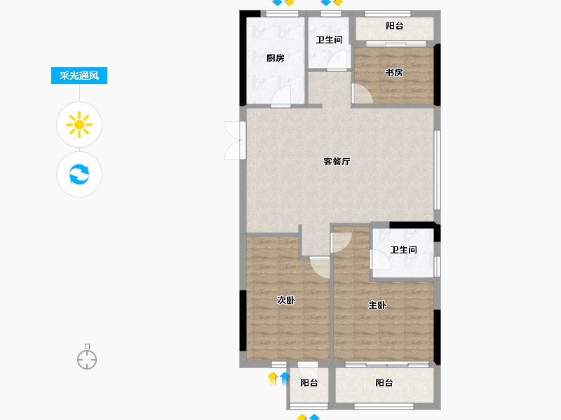 浙江省-宁波市-珑山樾花苑-101.41-户型库-采光通风