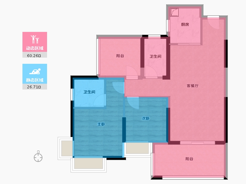 广东省-汕尾市-振业时代花园-65.00-户型库-动静分区