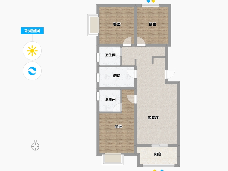 山西省-太原市-山投·青运城-84.73-户型库-采光通风