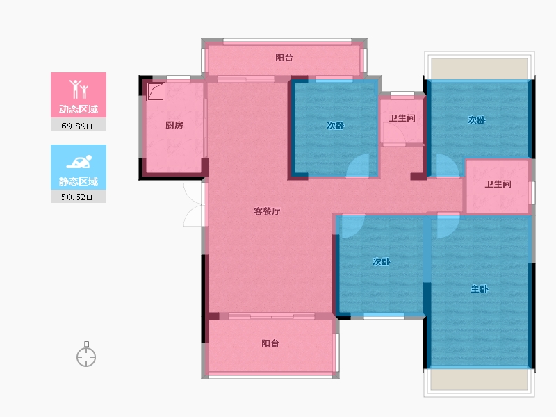 湖南省-益阳市-德大揽胜-107.65-户型库-动静分区