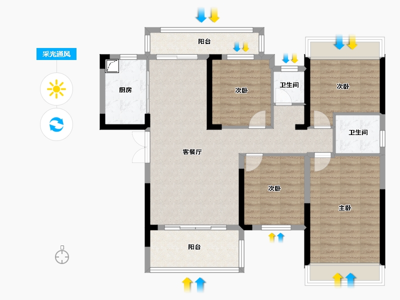 湖南省-益阳市-德大揽胜-107.65-户型库-采光通风