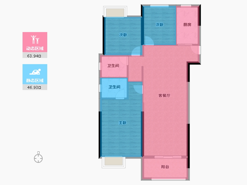 湖北省-咸宁市-福星城锦悦府-100.63-户型库-动静分区