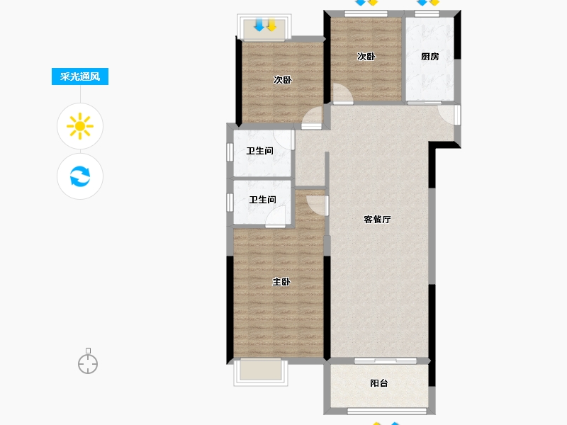 湖北省-咸宁市-福星城锦悦府-100.63-户型库-采光通风