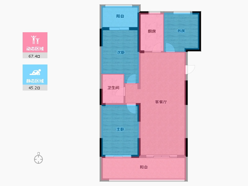 辽宁省-盘锦市-蓝色康桥N区·天玺城-102.01-户型库-动静分区