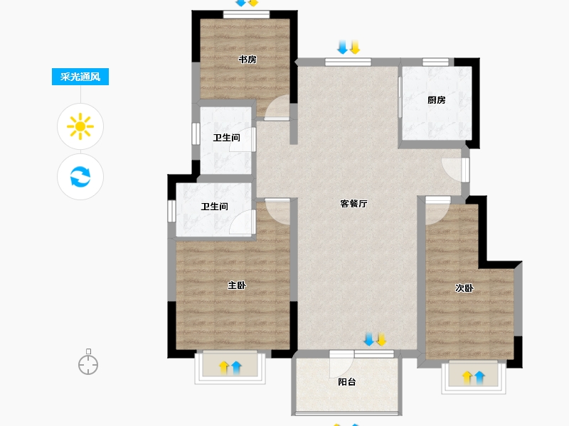 山西省-太原市-龙投·远洋·晋春秋-90.95-户型库-采光通风