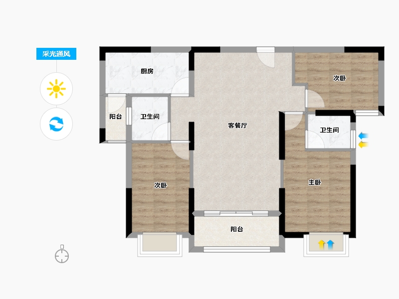 湖南省-常德市-宏泰·玖州府-81.52-户型库-采光通风