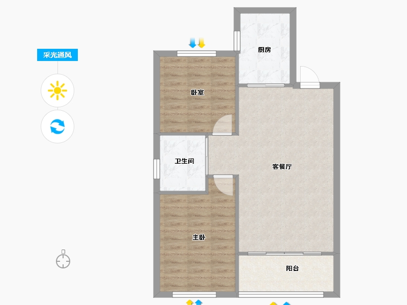 河北省-廊坊市-水岸香园-70.39-户型库-采光通风