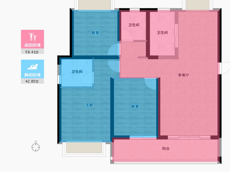 福建省-漳州市-永鸿御溪谷-90.36-户型库-动静分区