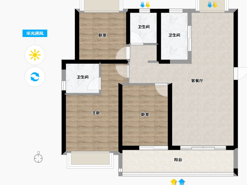 福建省-漳州市-永鸿御溪谷-90.36-户型库-采光通风