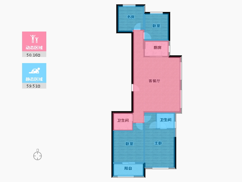 浙江省-嘉兴市-龙湖卓越紫宸-98.59-户型库-动静分区