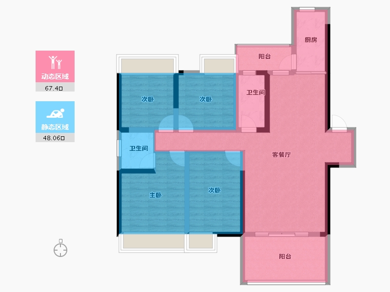 湖南省-常德市-五洲東岸-102.25-户型库-动静分区