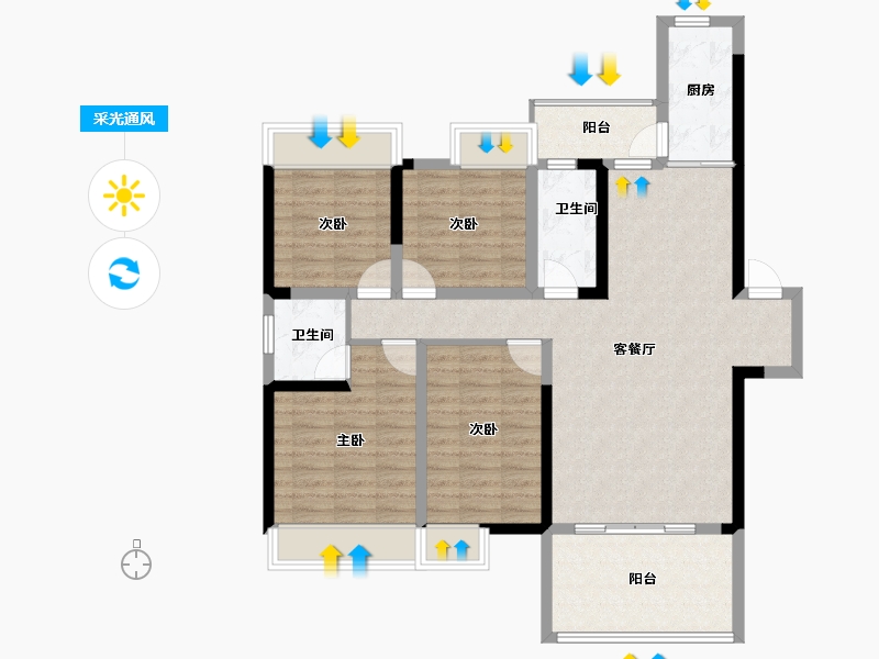 湖南省-常德市-五洲東岸-102.25-户型库-采光通风