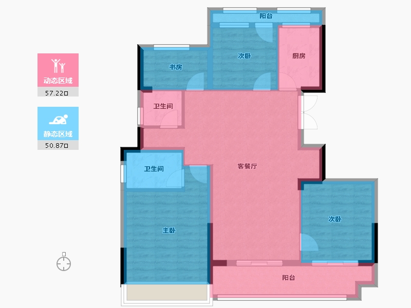 浙江省-温州市-光璟雅苑-96.67-户型库-动静分区