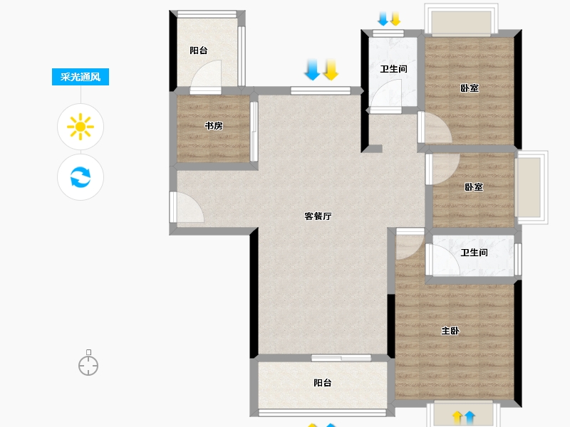 安徽省-六安市-恒大珺庭-102.40-户型库-采光通风