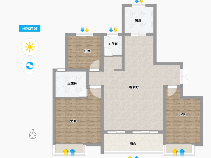 河南省-商丘市-虞城建业湖山境-108.00-户型库-采光通风